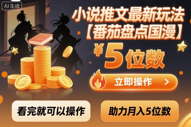 小说推文最新玩法，助力月入5位数【番茄盘点国漫】玩法，看完就可以操作-瀚洪创业网