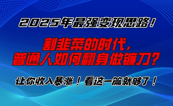 2025年最强变现思路，割韭菜的时代， 普通人如何翻身做镰刀？【揭秘】-瀚洪创业网