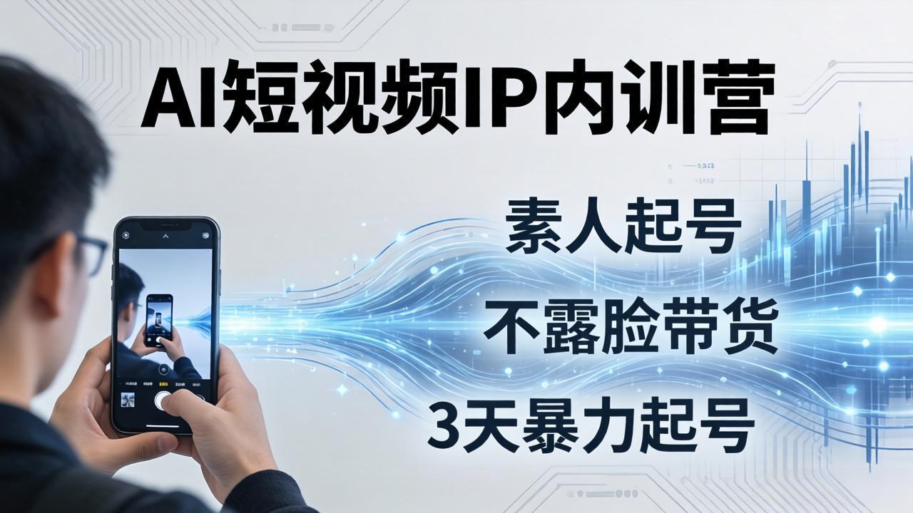 2026AI短视频IP内训营：从素人起号到不露脸带货，3天暴力起号全流程拆解-瀚洪创业网