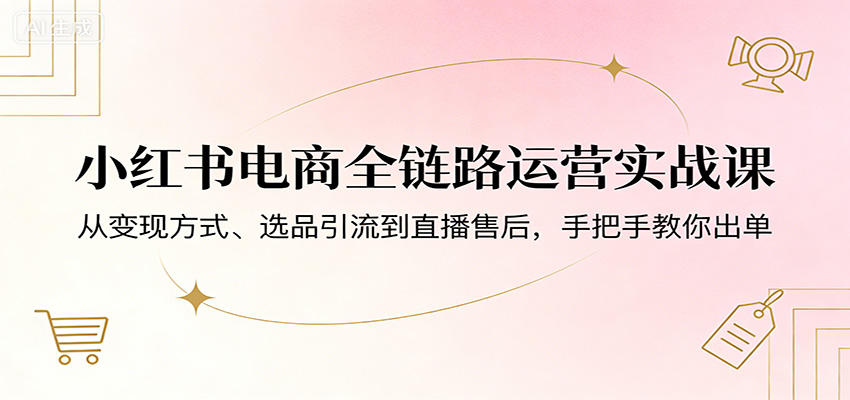 小红书电商全链路运营实战课：从变现方式、选品引流到直播售后，手把手教你出单-瀚洪创业网