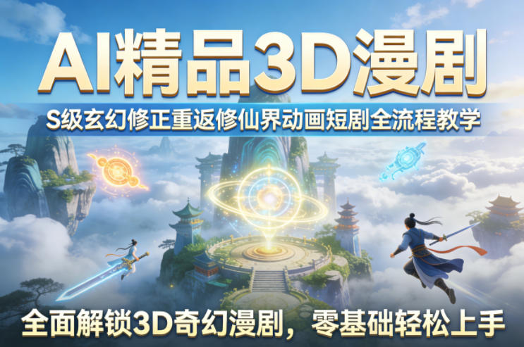 AI精品3D漫剧S级玄幻修正重返修仙界动画短剧全流程教学，全面解锁3D奇幻漫剧，零基础轻松上手-瀚洪创业网