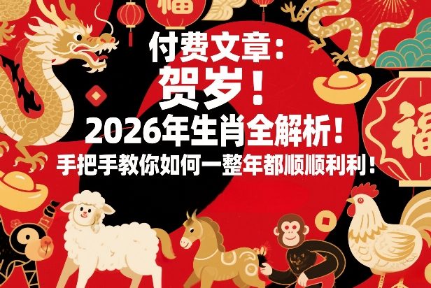 付费文章：贺岁！2026年生肖全解析！手把手教你如何一整年都顺顺利利！-瀚洪创业网