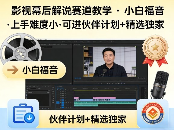 某大佬的影视幕后解说赛道教学，小白福音，上手难度小，可进伙伴计划+精选独家-瀚洪创业网