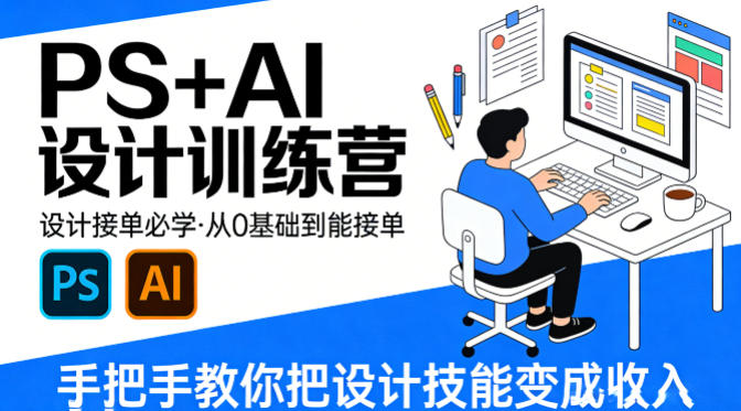 设计接单必学，PS+AI设计训练营，从0基础到能接单，手把手教你把设计技能变成收入-瀚洪创业网