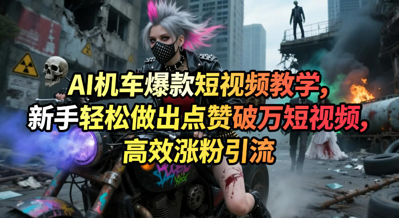 AI机车爆款短视频教学，新手轻松做出点赞破万短视频，高效涨粉引流-瀚洪创业网