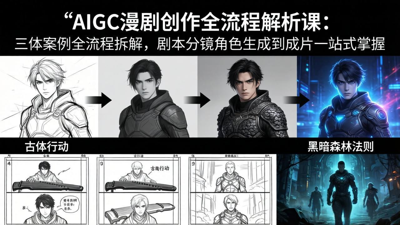 AIGC漫剧创作全流程解析课：三体案例全流程拆解，剧本分镜角色生成到成片一站式掌握-瀚洪创业网