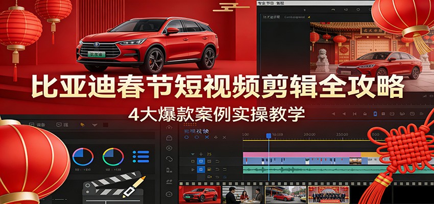 比亚迪春节短视频剪辑全攻略，4大爆款案例实操教学-瀚洪创业网