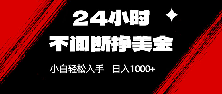 24小时不间断挣美金，小白轻松上手，日入1000+-瀚洪创业网