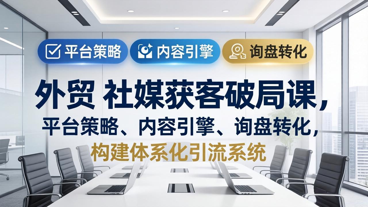 外贸 社媒获客破局课，平台策略、内容引擎、询盘转化，构建体系化引流系统(更新26年3月-瀚洪创业网
