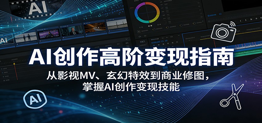 AI创作高阶变现指南：从影视MV、玄幻特效到商业修图，掌握AI创作变现技能-瀚洪创业网