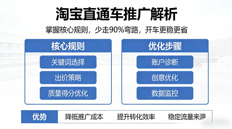 淘宝直通车推广解析，掌握核心规则，少走90%弯路，开车更稳更省-瀚洪创业网