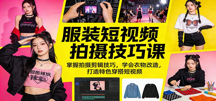 服装短视频拍摄技巧课：掌握拍摄剪辑技巧，学会衣物改造，打造特色穿搭短视频-瀚洪创业网
