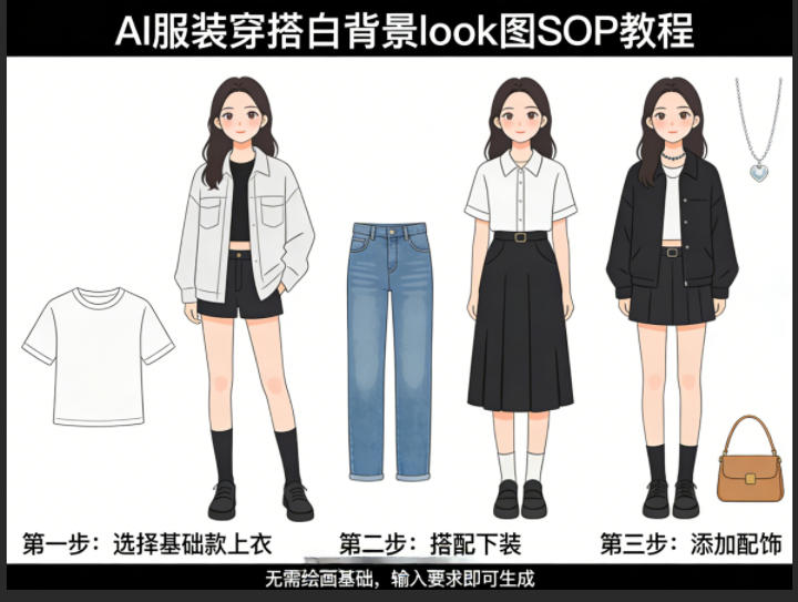 AI服装穿搭白背景look图SOP教程，不用会画画，提几句具体要求，AI就能还你一个奇迹-瀚洪创业网
