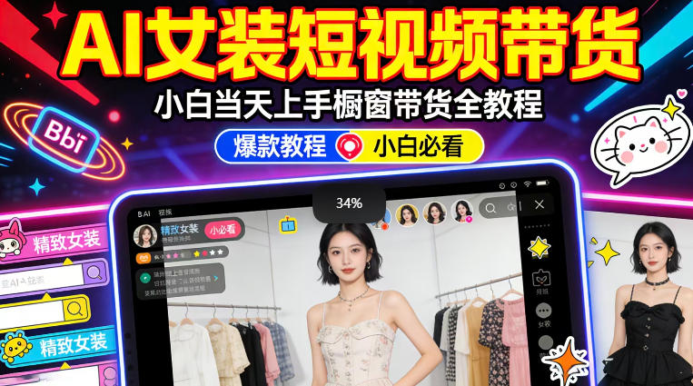 AI女装短视频橱窗带货：小白零门槛当天上手，高佣金爆款轻松賺！-瀚洪创业网