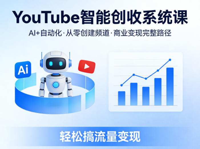 YouTube智能创收系统课，AI+自动化，从零创建YouTube频道并实现商业变现的完整路径，轻松搞流量变现-瀚洪创业网
