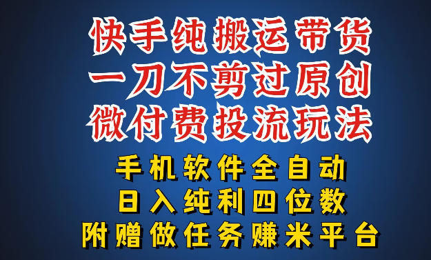 最新黑科技快手搬运带货方法，手机就能操作，轻松带你日入四位数【揭秘】-瀚洪创业网