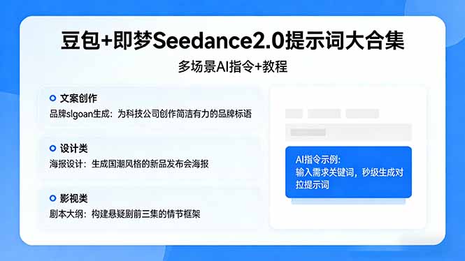 豆包+即梦Seedance2.0提示词大合集：多场景AI指令+教程，解锁文案、设计、影视高效创作-瀚洪创业网