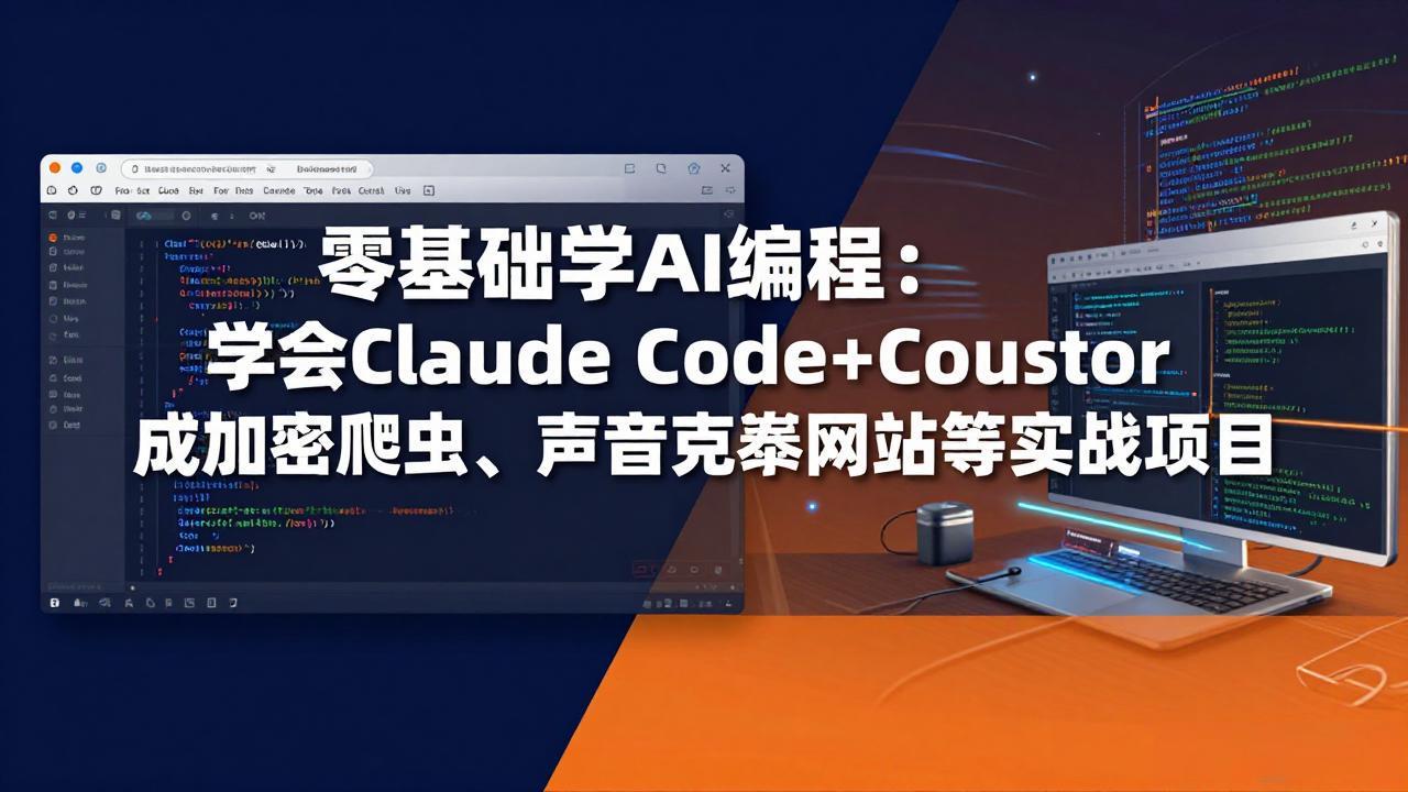 零基础学AI编程：学会Claude Code+Cursor完成加密爬虫、声音克隆网站等实战项目-瀚洪创业网