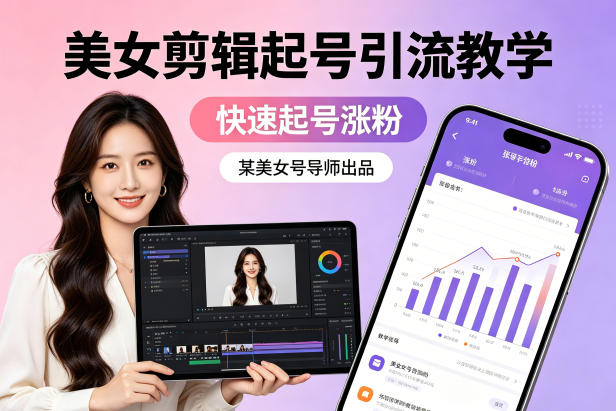 某美女号导师出品：美女剪辑起号引流教学，快速起号涨粉-瀚洪创业网