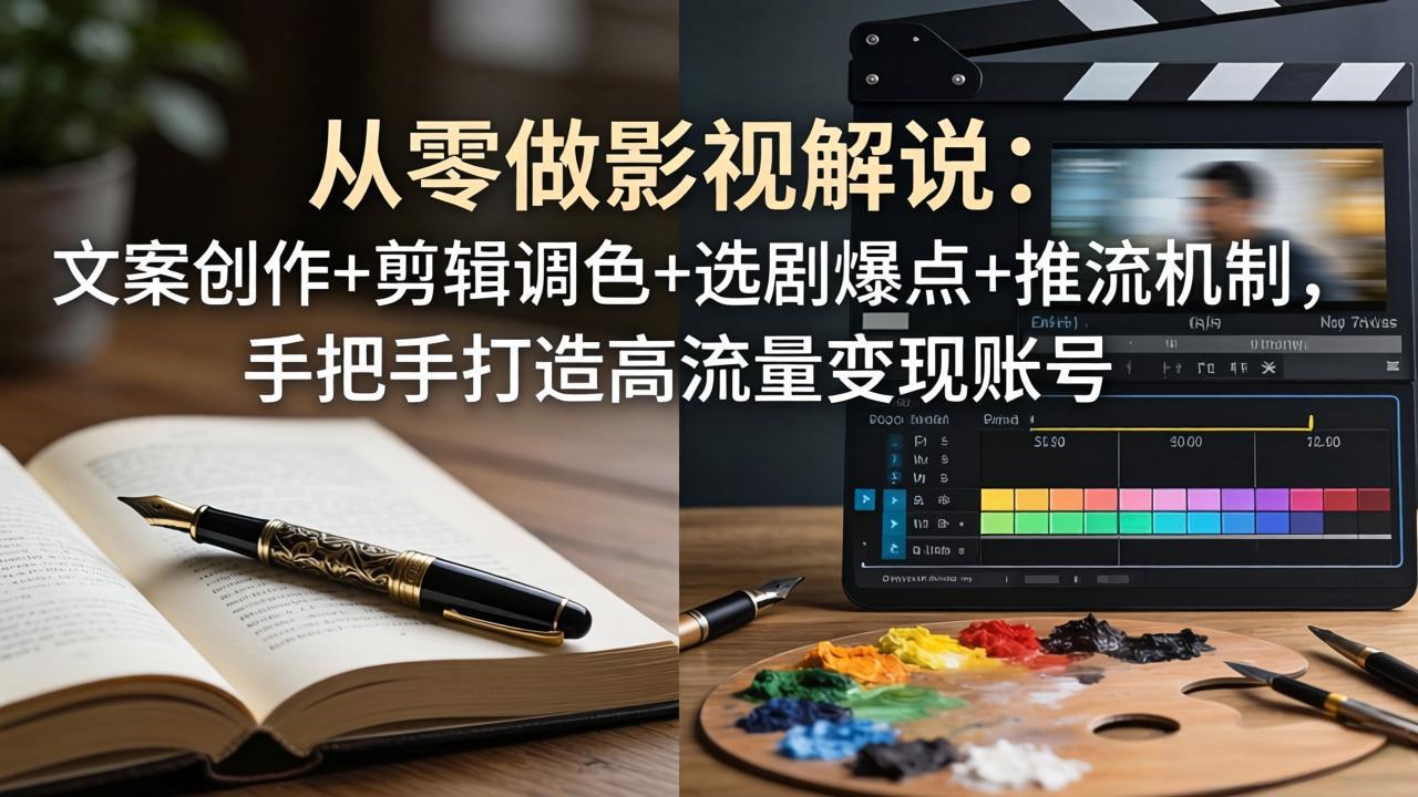 从零做影视解说：文案创作+剪辑调色+选剧爆点+推流机制，手把手打造高流量变现账号-瀚洪创业网
