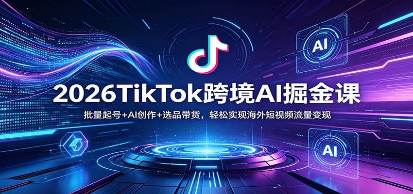 2026TikTok跨境AI掘金课：批量起号+AI创作+选品带货，轻松实现海外短视频流量变现-瀚洪创业网