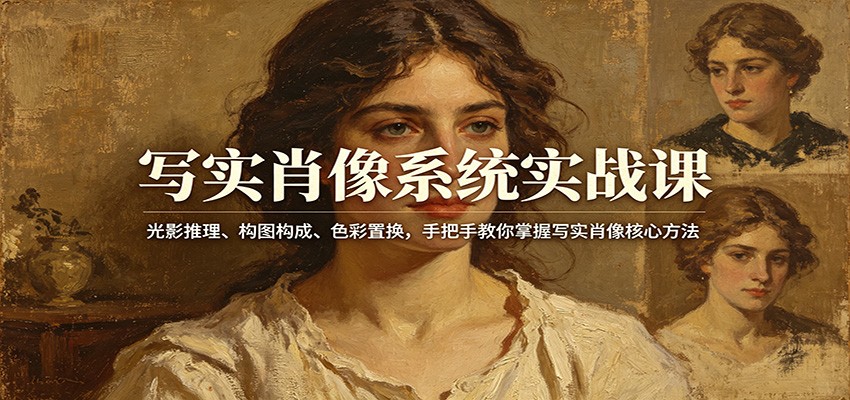 写实肖像系统实战课：光影推理、构图构成、色彩置换，手把手教你掌握写实肖像核心方法-瀚洪创业网