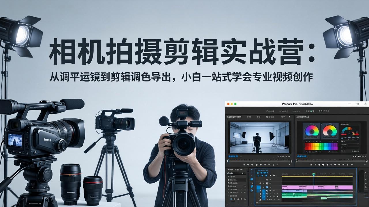 相机拍摄剪辑实战营：从调平运镜到剪辑调色导出，小白一站式学会专业视频创作-瀚洪创业网