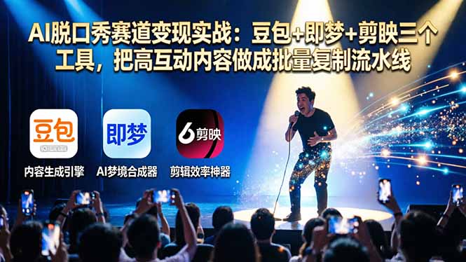 AI脱口秀赛道变现实战：豆包+即梦+剪映三个工具，把高互动内容做成批量复制流水线-瀚洪创业网