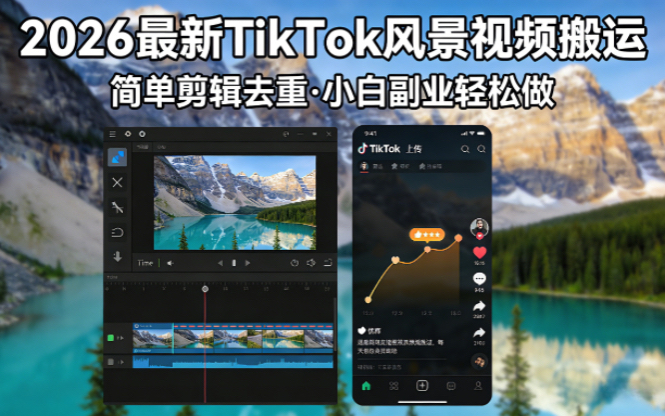 2026最新TikTok风景视频搬运简单剪辑去重小白副业月入 8000-瀚洪创业网