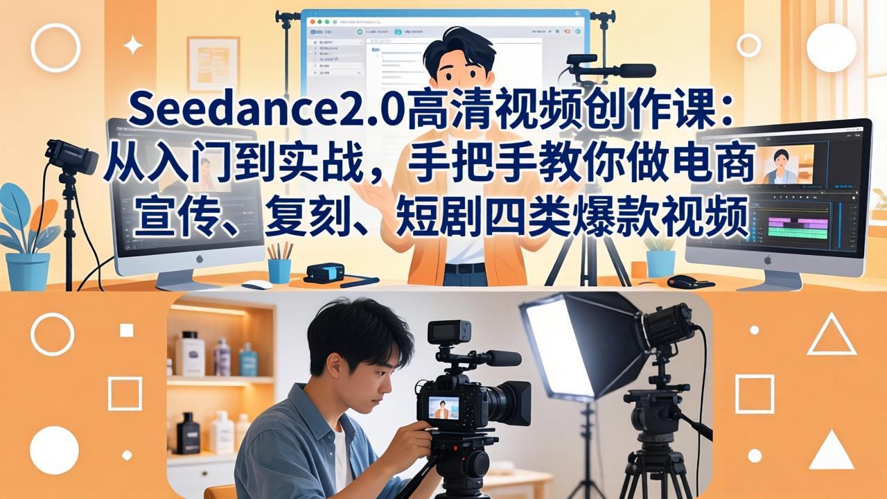 Seedance2.0高清视频创作课：从入门到实战，手把手教你做电商、宣传、复刻、短剧四类爆款视频-瀚洪创业网
