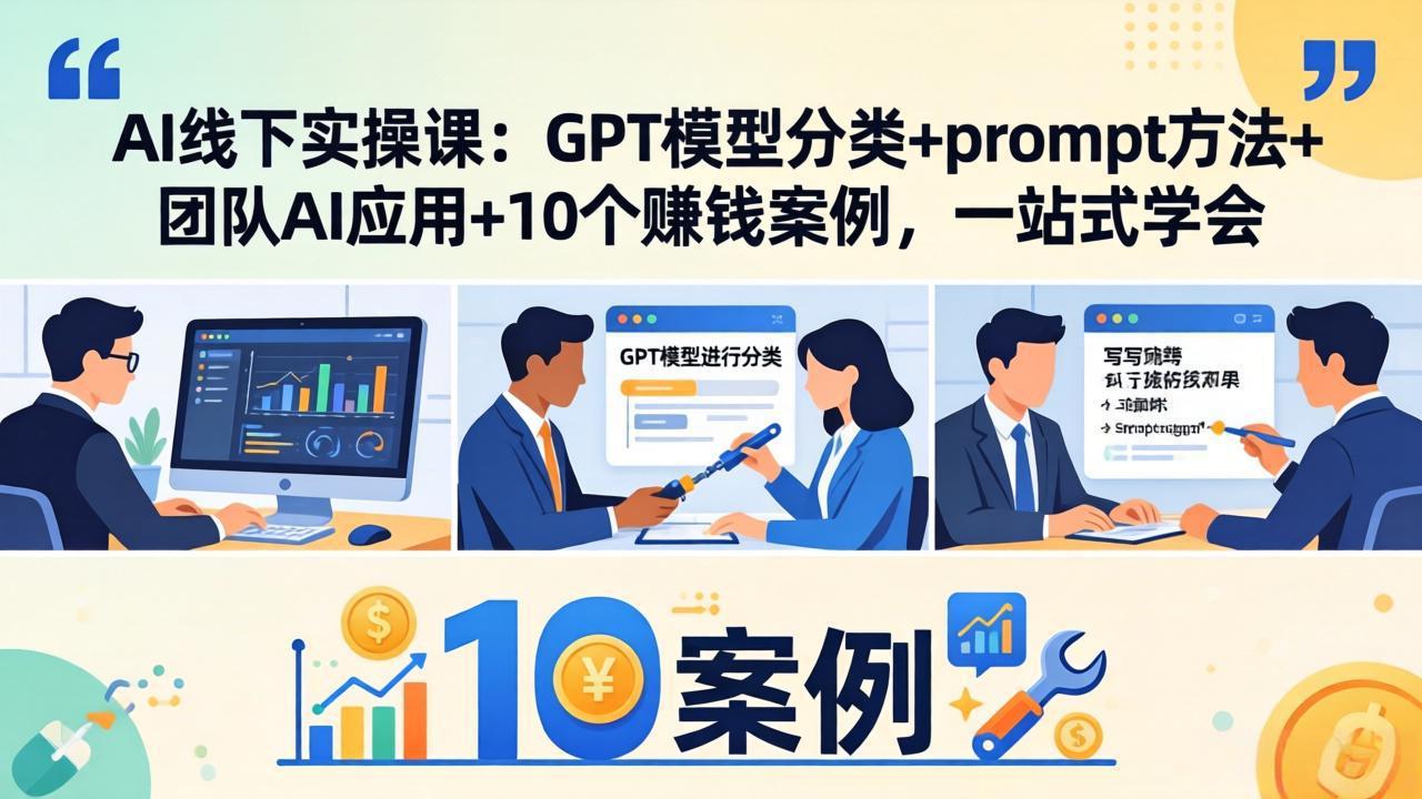 AI线下实操课：GPT模型分类+prompt方法+团队AI应用+10个赚钱案例，一站式学会-瀚洪创业网