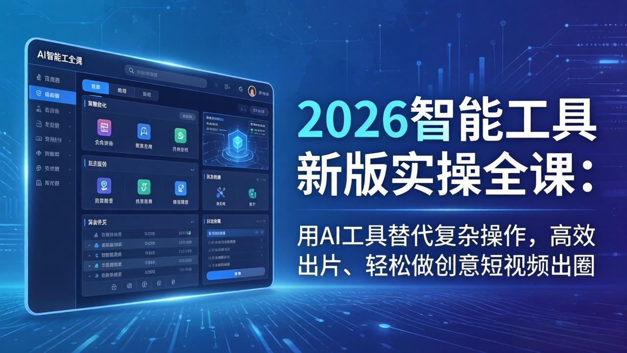 2026智能工具新版实操全课：用AI工具替代复杂操作，高效出片、轻松做创意短视频出圈-瀚洪创业网