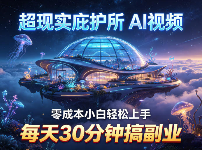 超现实庇护所AI视频项目拆解，零成本小白轻松上手，每天30分钟搞副业-瀚洪创业网