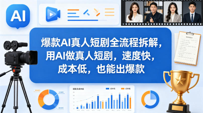 爆款AI真人短剧全流程拆解，用AI做真人短剧，速度快，成本低，也能出爆款-瀚洪创业网