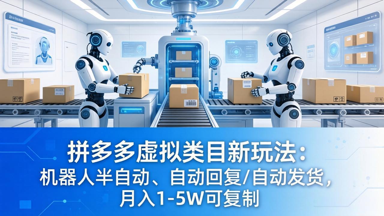 拼多多虚拟类目新玩法：机器人半自动、自动回复 /自动发货，月入 1-5W 可复制-瀚洪创业网