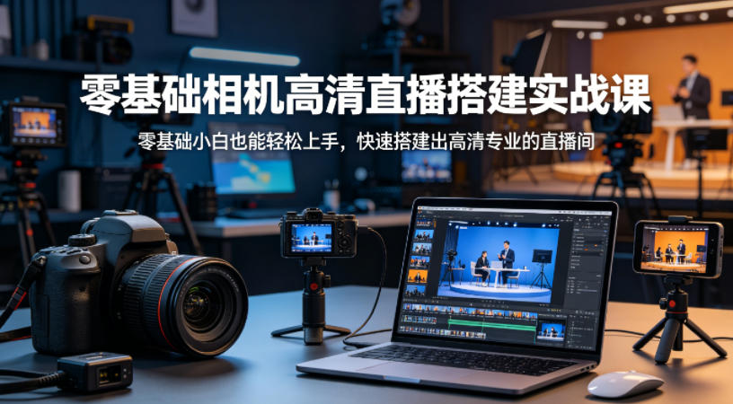 零基础相机高清直播间搭建实战课，小白也能轻松上手，快速搭建出高清专业的直播间-瀚洪创业网