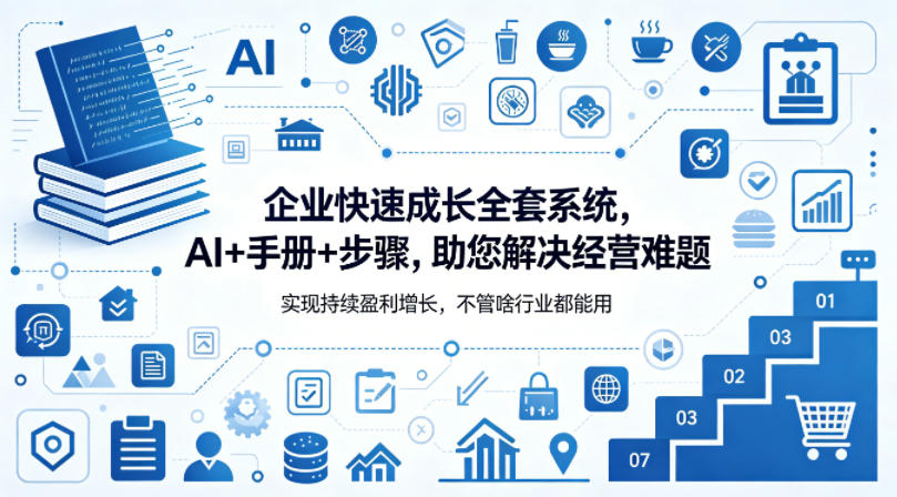 企业快速成长全套系统，AI+手册+步骤，助您解决经营难题，实现持续盈利增长，不管啥行业都能用-瀚洪创业网
