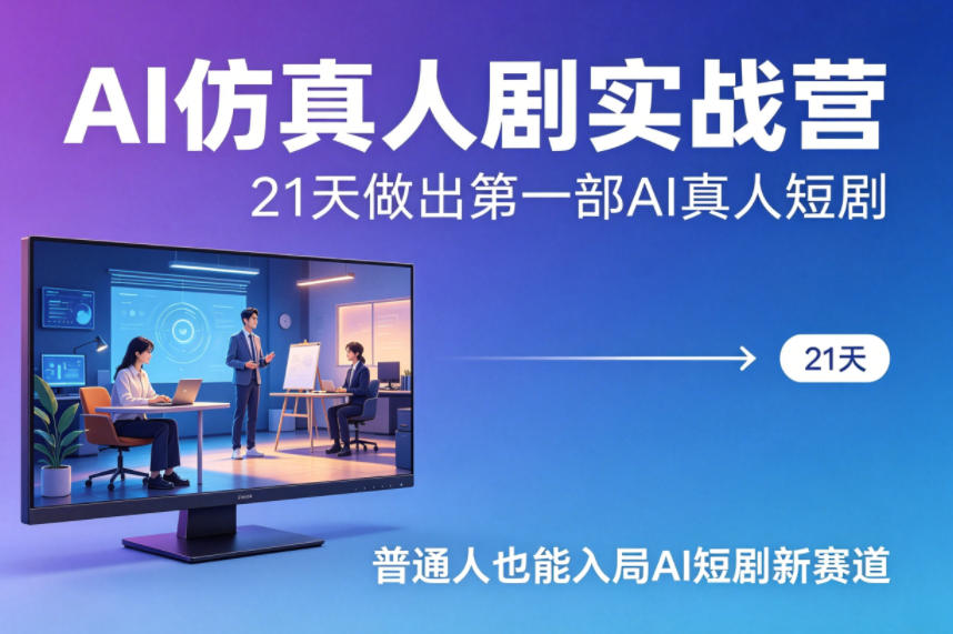 AI仿真人剧实战营，21天做出第一部AI真人短剧，普通人也能入局AI短剧新赛道(更新)-瀚洪创业网