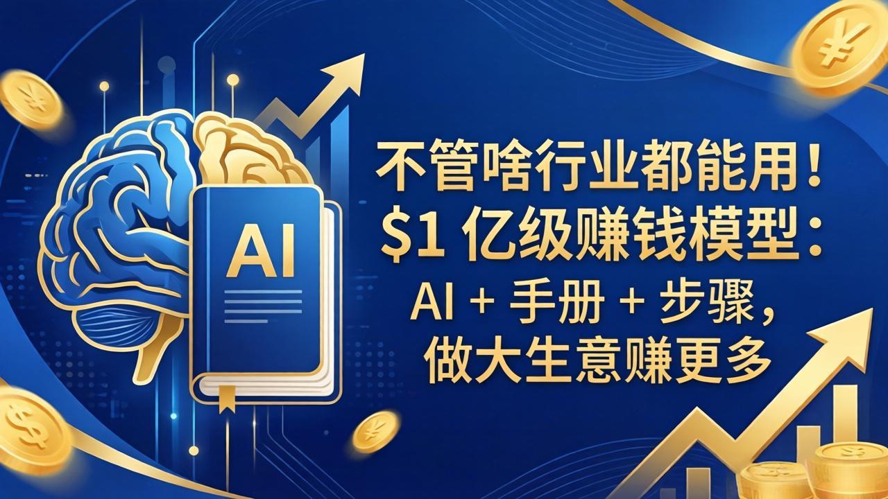 不管啥行业都能用！$1 亿级赚钱模型：AI + 手册 + 步骤，做大生意赚更多-瀚洪创业网