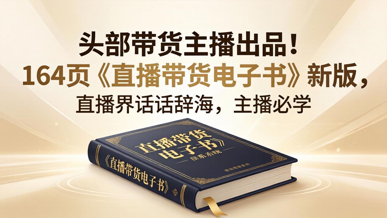 头部带货主播出品！164页《直播带货电子书》新版，直播界话术辞海，主播必学-瀚洪创业网