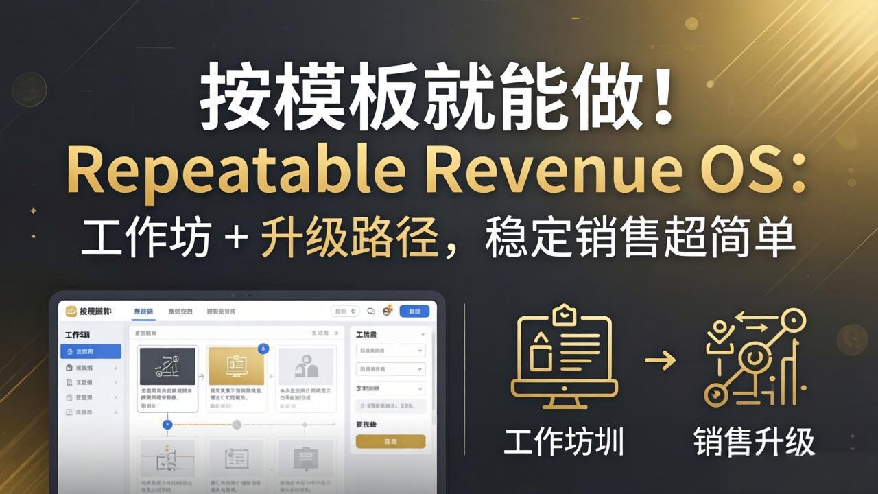 按模板就能做！Repeatable Revenue OS：工作坊 + 升级路径，稳定销售超简单-瀚洪创业网