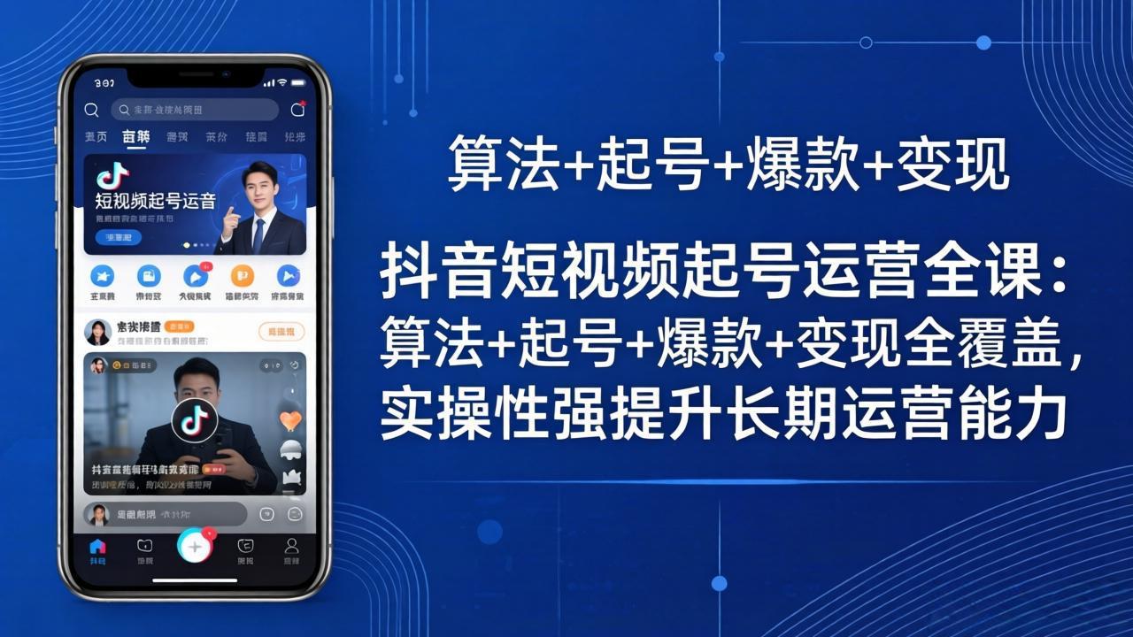 抖音短视频起号运营全课：算法+起号+爆款+变现全覆盖，实操性强提升长期运营能力-瀚洪创业网