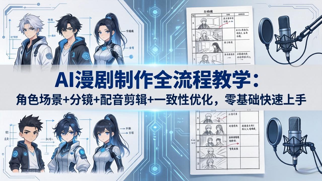 AI漫剧制作全流程教学：角色场景+分镜+配音剪辑+一致性优化，零基础快速上手-瀚洪创业网