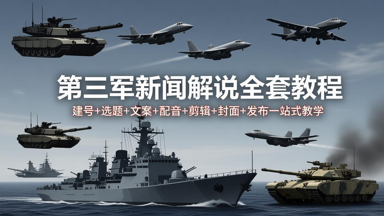 第三军迷新闻解说全套教程：建号+选题+文案+配音+剪辑+封面+发布一站式教学-瀚洪创业网