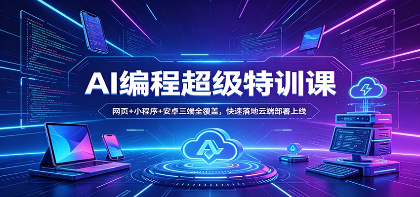 AI编程超级特训课：网页+小程序+安卓三端全覆盖，快速落地云端部署上线-瀚洪创业网