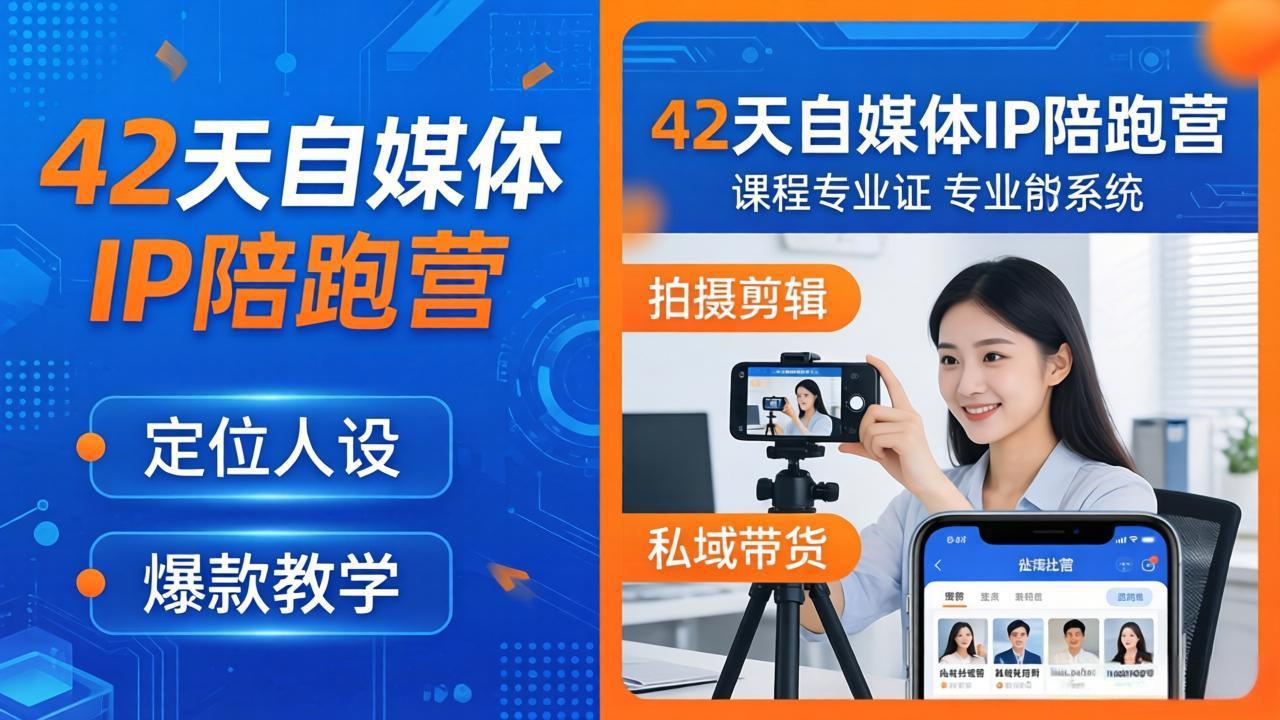 42天自媒体IP陪跑营-26年4月19更新：定位人设爆款全教学，拍摄剪辑私域带货一站式落地-瀚洪创业网