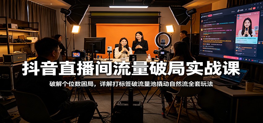 抖音直播间流量破局实战课：破解个位数困局，详解打标签破流量池撬动自然流全套玩法-瀚洪创业网