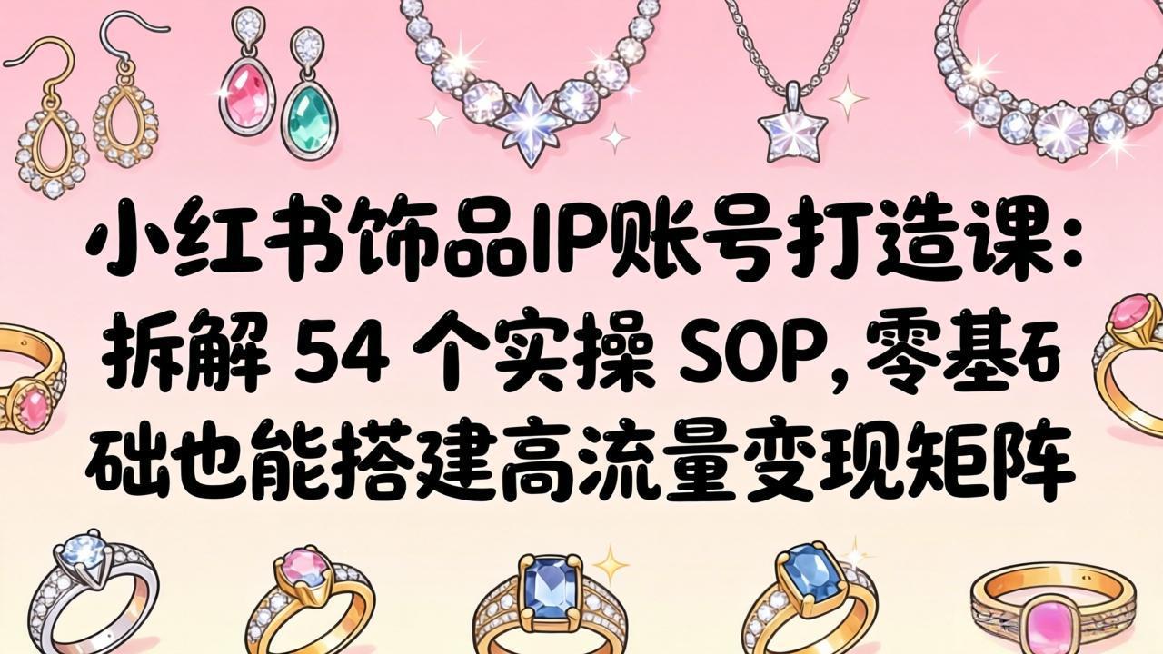 小红书饰品IP账号打造课：拆解 54 个实操 SOP，零基础也能搭建高流量变现矩阵-瀚洪创业网