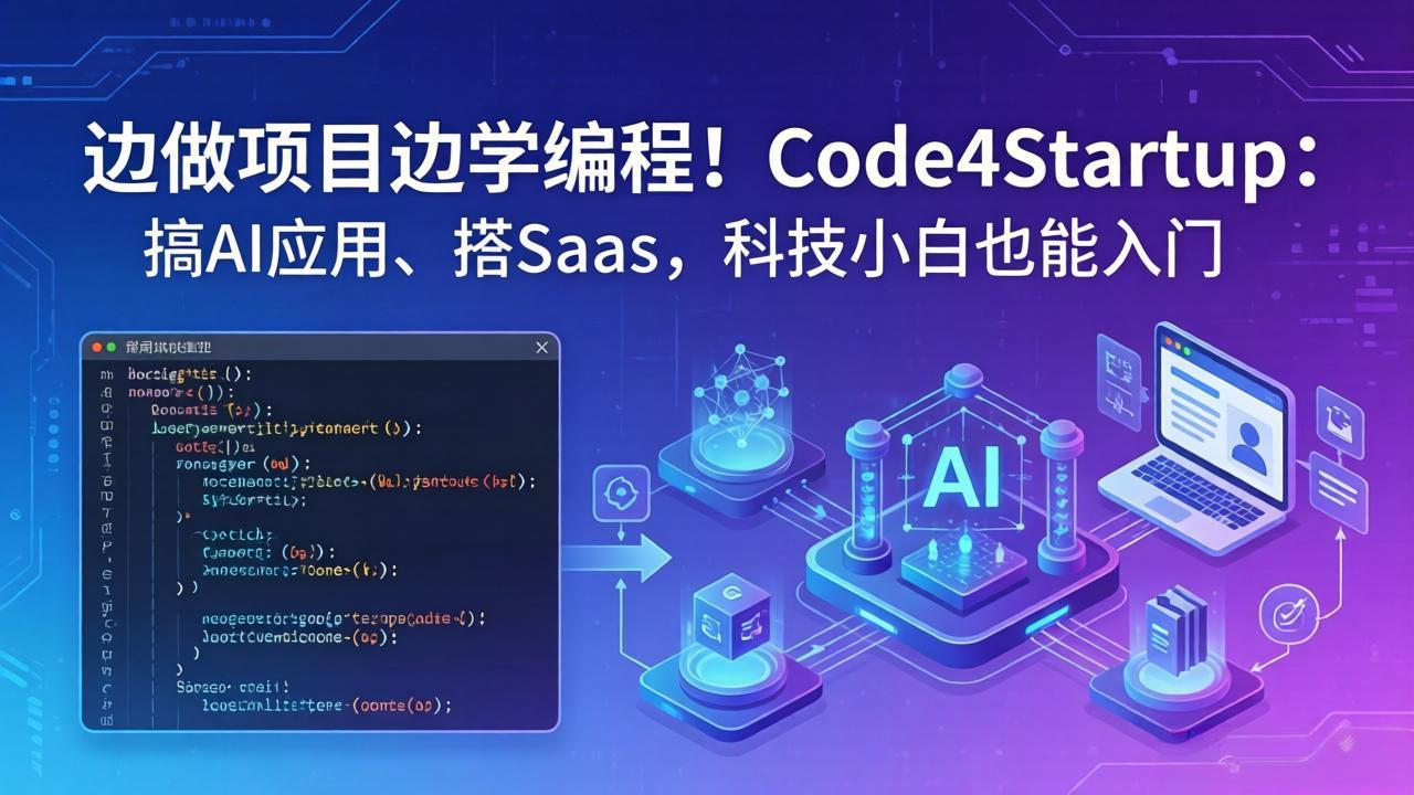 边做项目边学编程！Code4Startup：搞 AI 应用、搭 SaaS，科技小白也能入门-瀚洪创业网