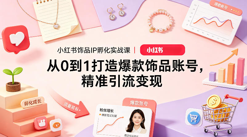 小红书饰品IP孵化实战课｜从0到1打造爆款饰品账号，精准引流变现-瀚洪创业网